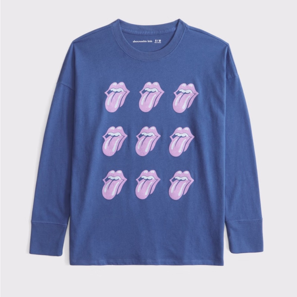 Abercrombie Kids Blue Long Sleeve Rolling Stones Tee